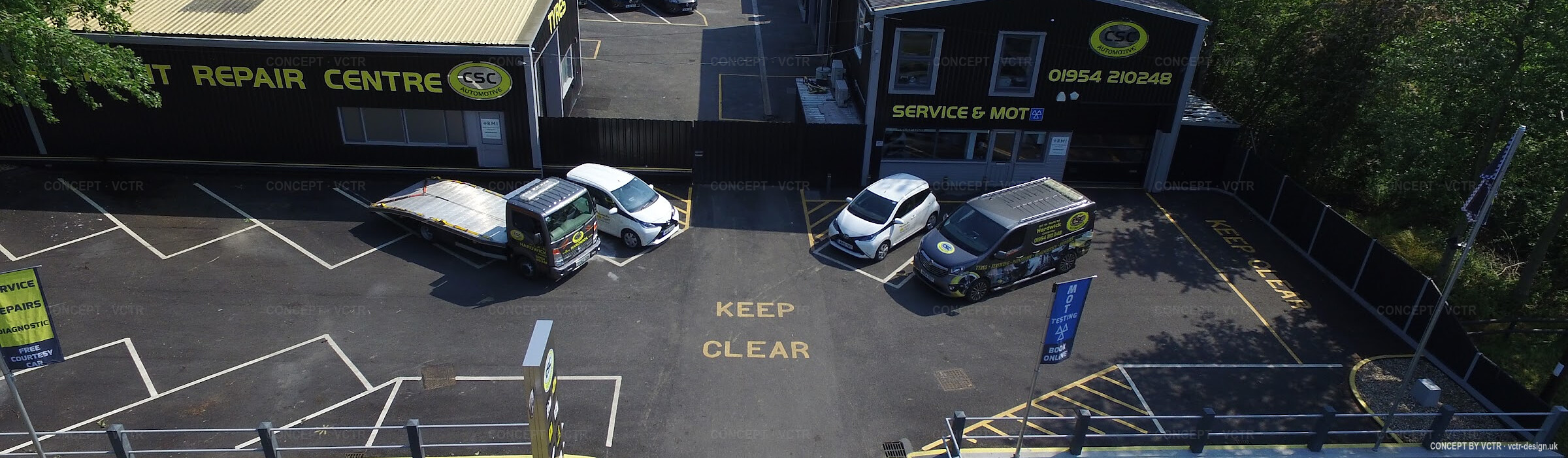 CSC Automotive on St Neots Road, seen from above